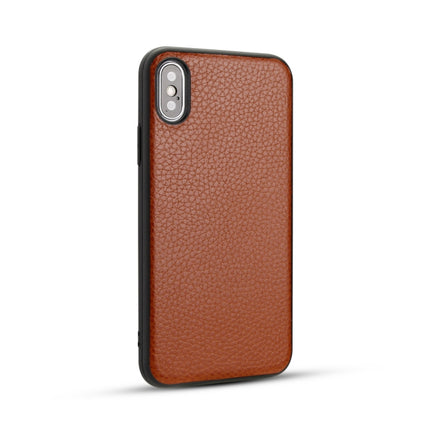 For iPhone X Litchi PU Leather Anti-falling TPU Protective Case(Brown)-garmade.com