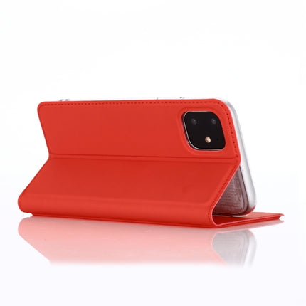 For iPhone 11 Ultra-thin Voltage Plain Magnetic Suction Card TPU+PU Mobile Phone Jacket with Chuck and Bracket(Blue)-garmade.com
