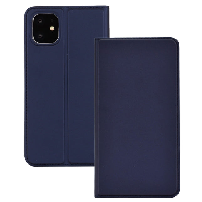 For iPhone 11 Pro Ultra-thin Voltage Plain Magnetic Suction Card TPU+PU Mobile Phone Jacket with Chuck and Bracket(Blue)-garmade.com