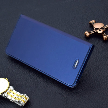 For iPhone 11 Pro Ultra-thin Voltage Plain Magnetic Suction Card TPU+PU Mobile Phone Jacket with Chuck and Bracket(Blue)-garmade.com