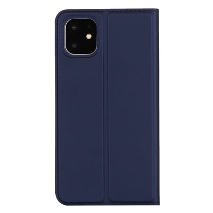 For iPhone 11 Pro Ultra-thin Voltage Plain Magnetic Suction Card TPU+PU Mobile Phone Jacket with Chuck and Bracket(Blue)-garmade.com
