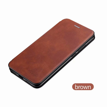 For iPhone 11 Integrated Electricity Pressing Retro Texture Magnetic TPU+PU Leather Case with Card Slot & Holder(Brown)-garmade.com