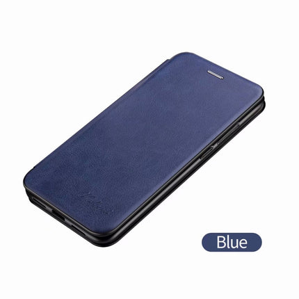 For iPhone 11 Pro Max Integrated Electricity Pressing Retro Texture Magnetic TPU+PU Leather Case with Card Slot & Holder(Blue)-garmade.com