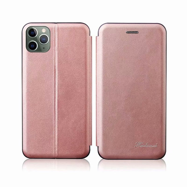 For iPhone 11 Pro Max Integrated Electricity Pressing Retro Texture Magnetic TPU+PU Leather Case with Card Slot & Holder(Rose Gold)-garmade.com