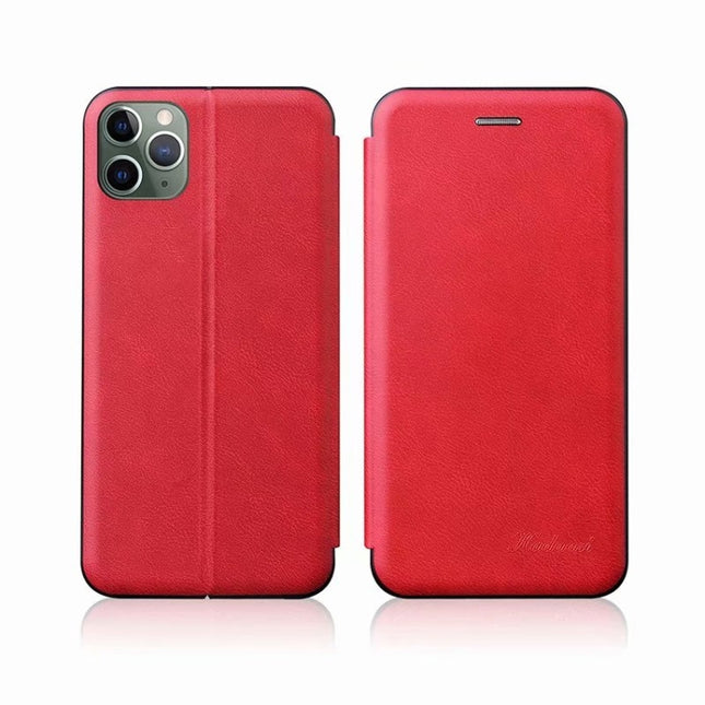 For iPhone 11 Pro Max Integrated Electricity Pressing Retro Texture Magnetic TPU+PU Leather Case with Card Slot & Holder(Red)-garmade.com