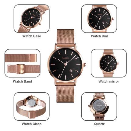 SKMEI 1530 Fashion Europe And America Simple Business Women Wristwatch Elegant Thin Female Student Quartz Watch(Black)-garmade.com