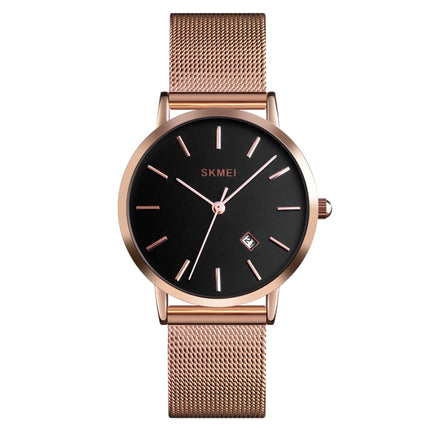 SKMEI 1530 Fashion Europe And America Simple Business Women Wristwatch Elegant Thin Female Student Quartz Watch(Rose Gold)-garmade.com