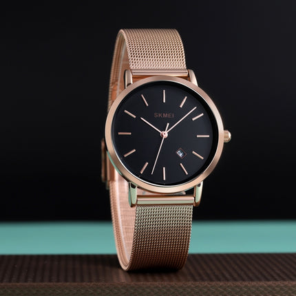 SKMEI 1530 Fashion Europe And America Simple Business Women Wristwatch Elegant Thin Female Student Quartz Watch(Rose Gold)-garmade.com