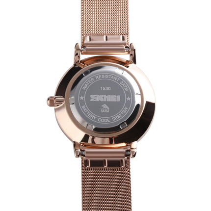 SKMEI 1530 Fashion Europe And America Simple Business Women Wristwatch Elegant Thin Female Student Quartz Watch(Rose Gold)-garmade.com