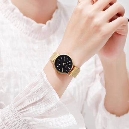 SKMEI 1530 Fashion Europe And America Simple Business Women Wristwatch Elegant Thin Female Student Quartz Watch(Gold)-garmade.com