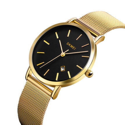 SKMEI 1530 Fashion Europe And America Simple Business Women Wristwatch Elegant Thin Female Student Quartz Watch(Gold)-garmade.com