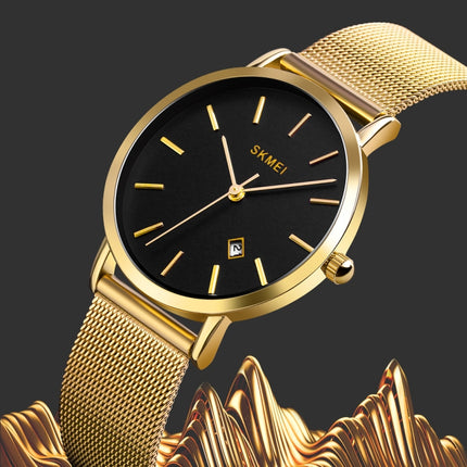 SKMEI 1530 Fashion Europe And America Simple Business Women Wristwatch Elegant Thin Female Student Quartz Watch(Gold)-garmade.com