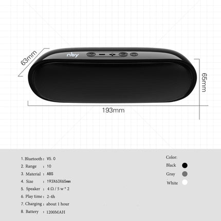 NBY 4070 Portable Bluetooth Speaker 3D Stereo Sound Surround Speakers, Support FM, TF, AUX, U-disk(White)-garmade.com