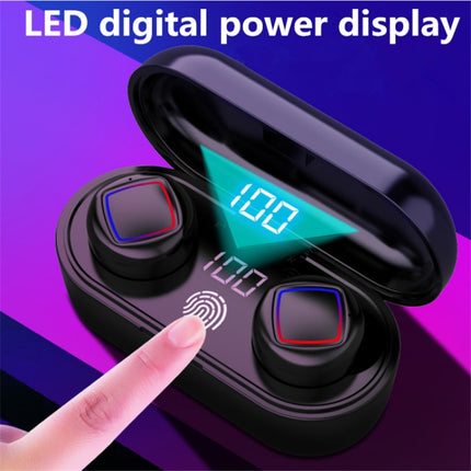 TWS Fingerprint Touch Bluetooth Headset LED Battery Display With Charging Bin(White)-garmade.com