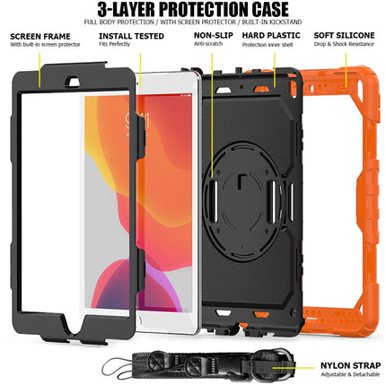 For iPad 10.2 Shockproof Colorful Silica Gel + PC Protective Case with Holder & Shoulder Strap & Hand Strap & Pen Slot(Orange)-garmade.com