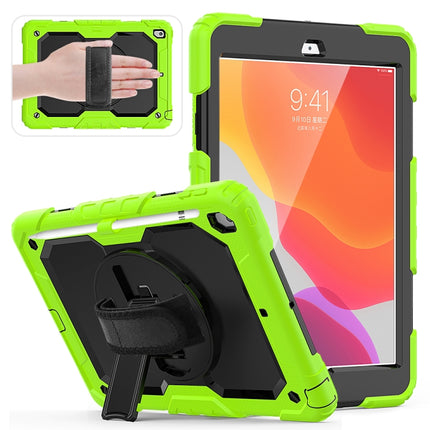 For iPad 10.2 Shockproof Colorful Silica Gel + PC Protective Case with Holder & Shoulder Strap & Hand Strap & Pen Slot(Green)-garmade.com