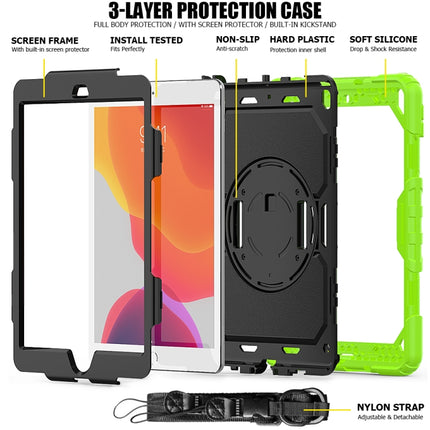 For iPad 10.2 Shockproof Colorful Silica Gel + PC Protective Case with Holder & Shoulder Strap & Hand Strap & Pen Slot(Green)-garmade.com