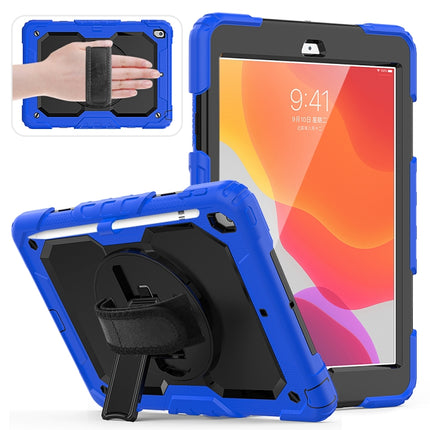 For iPad 10.2 Shockproof Colorful Silica Gel + PC Protective Case with Holder & Shoulder Strap & Hand Strap & Pen Slot(Blue)-garmade.com