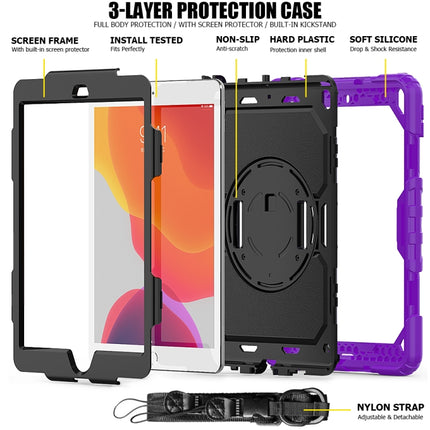 For iPad 10.2 Shockproof Colorful Silica Gel + PC Protective Case with Holder & Shoulder Strap & Hand Strap & Pen Slot(Purple)-garmade.com