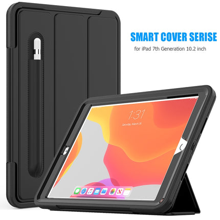 For iPad 10.2 2020 / 2019 Magnetic Horizontal Flip Protective Case with Three-folding Holder & Sleep / Wake-up Function & Pen Slots(Black)-garmade.com