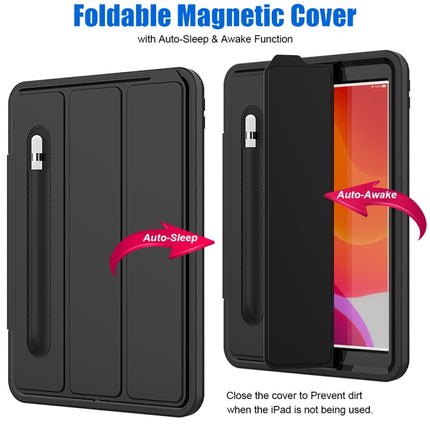 For iPad 10.2 2020 / 2019 Magnetic Horizontal Flip Protective Case with Three-folding Holder & Sleep / Wake-up Function & Pen Slots(Black)-garmade.com