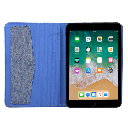 For iPad Mini 4 / 3 / 2 / 1 Cloth Teature Horizontal Flip PU Leather Case with with Holder & Card Slots(Deep Blue)-garmade.com