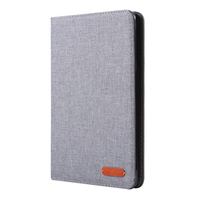 For iPad Mini 4 / 3 / 2 / 1 Cloth Teature Horizontal Flip PU Leather Case with with Holder & Card Slots(Gray)-garmade.com