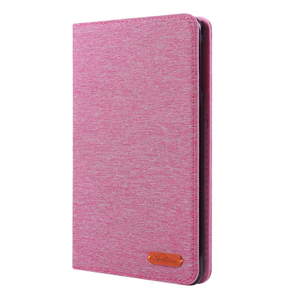 For iPad Mini 4 / 3 / 2 / 1 Cloth Teature Horizontal Flip PU Leather Case with with Holder & Card Slots(Rose pink)-garmade.com