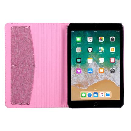For iPad Mini 4 / 3 / 2 / 1 Cloth Teature Horizontal Flip PU Leather Case with with Holder & Card Slots(Rose pink)-garmade.com