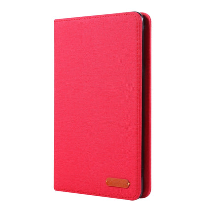 For iPad Mini 4 / 3 / 2 / 1 Cloth Teature Horizontal Flip PU Leather Case with with Holder & Card Slots(Red)-garmade.com