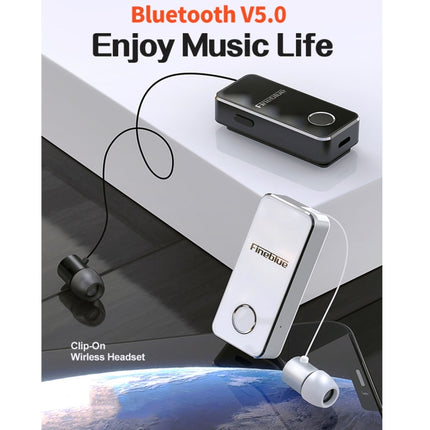 FineBlue F2 Pro Wireless Bluetooth V5.0 Earphone Hands-Free Vibrating Alert Wear Clip Earphone(White)-garmade.com
