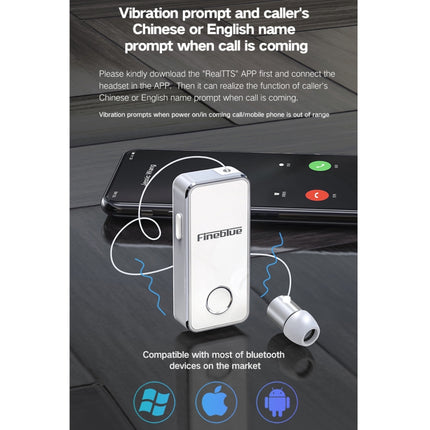 FineBlue F2 Pro Wireless Bluetooth V5.0 Earphone Hands-Free Vibrating Alert Wear Clip Earphone(Black)-garmade.com