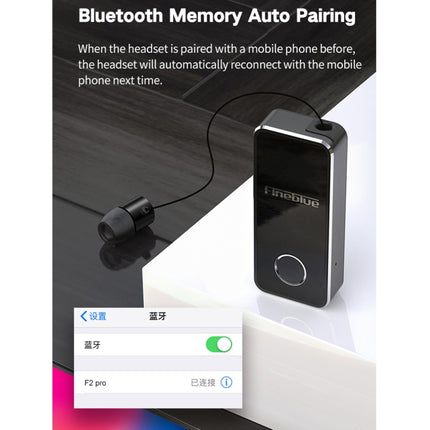 FineBlue F2 Pro Wireless Bluetooth V5.0 Earphone Hands-Free Vibrating Alert Wear Clip Earphone(Black)-garmade.com