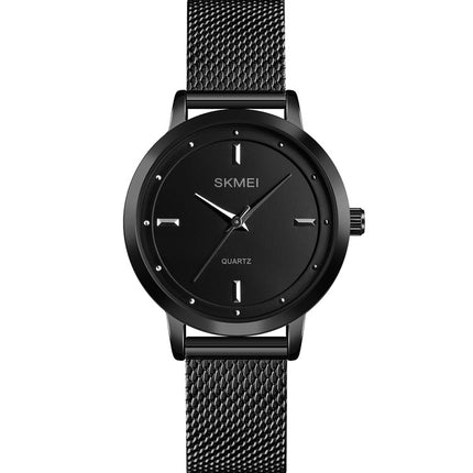 SKMEI 1528 Simple Fashion Lady Watch Casual Netting Scale(Black)-garmade.com