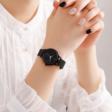 SKMEI 1528 Simple Fashion Lady Watch Casual Netting Scale(Black)-garmade.com