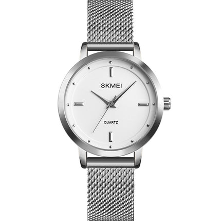 SKMEI 1528 Simple Fashion Lady Watch Casual Netting Scale(Silvery)-garmade.com