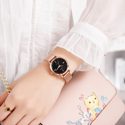 SKMEI 1528 Simple Fashion Lady Watch Casual Netting Scale(Rose Gold)-garmade.com