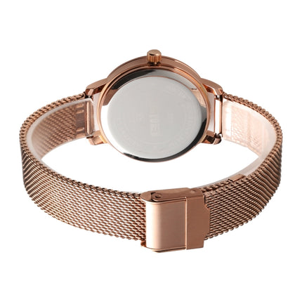 SKMEI 1528 Simple Fashion Lady Watch Casual Netting Scale(Rose Gold)-garmade.com