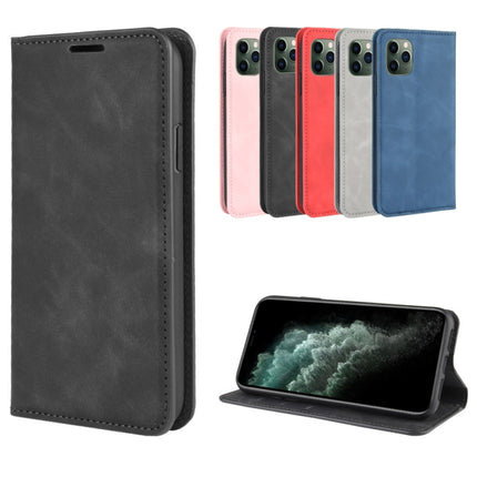For iPhone 11 Pro Max Retro-skin Business Magnetic Suction Leather Case with Purse-Bracket-Chuck(Grey)-garmade.com