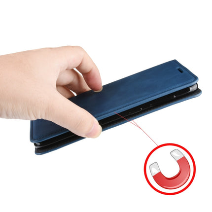 For iPhone 11 Pro Max Retro-skin Business Magnetic Suction Leather Case with Purse-Bracket-Chuck(Dark Blue)-garmade.com