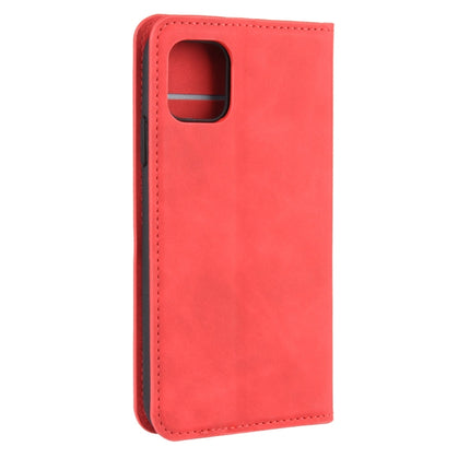 For iPhone 11 Pro Max Retro-skin Business Magnetic Suction Leather Case with Purse-Bracket-Chuck(Red)-garmade.com