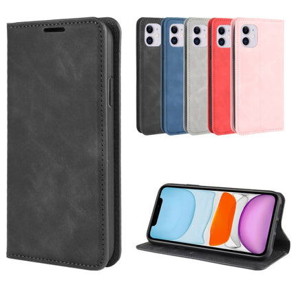 For iPhone 11 Retro-skin Business Magnetic Suction Leather Case with Purse-Bracket-Chuck(Grey)-garmade.com