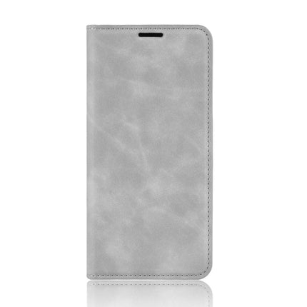 For iPhone 11 Retro-skin Business Magnetic Suction Leather Case with Purse-Bracket-Chuck(Grey)-garmade.com