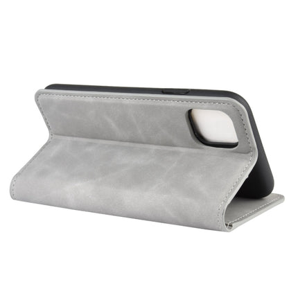 For iPhone 11 Retro-skin Business Magnetic Suction Leather Case with Purse-Bracket-Chuck(Grey)-garmade.com
