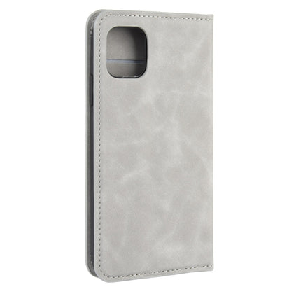 For iPhone 11 Retro-skin Business Magnetic Suction Leather Case with Purse-Bracket-Chuck(Grey)-garmade.com