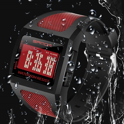 SANDA 222 Men Sports Outdoor Mountaineering Digital Electronic Watch Square Multi functional Waterproof Watch(Red)-garmade.com