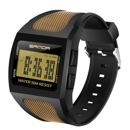 SANDA 222 Men Sports Outdoor Mountaineering Digital Electronic Watch Square Multi functional Waterproof Watch(Gold)-garmade.com