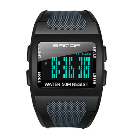 SANDA 222 Men Sports Outdoor Mountaineering Digital Electronic Watch Square Multi functional Waterproof Watch(Black)-garmade.com