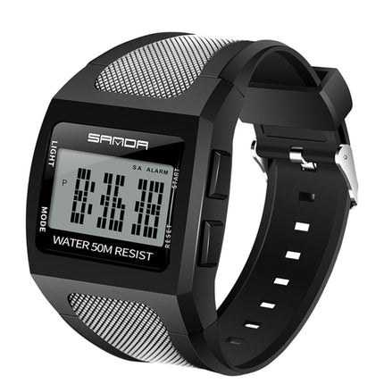 SANDA 222 Men Sports Outdoor Mountaineering Digital Electronic Watch Square Multi functional Waterproof Watch(White)-garmade.com