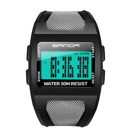 SANDA 222 Men Sports Outdoor Mountaineering Digital Electronic Watch Square Multi functional Waterproof Watch(White)-garmade.com